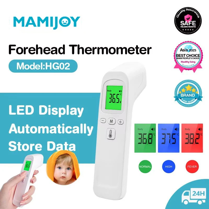 Smart Non-Contact Infrared Forehead Thermometer – 1-Second Reading & LED Display