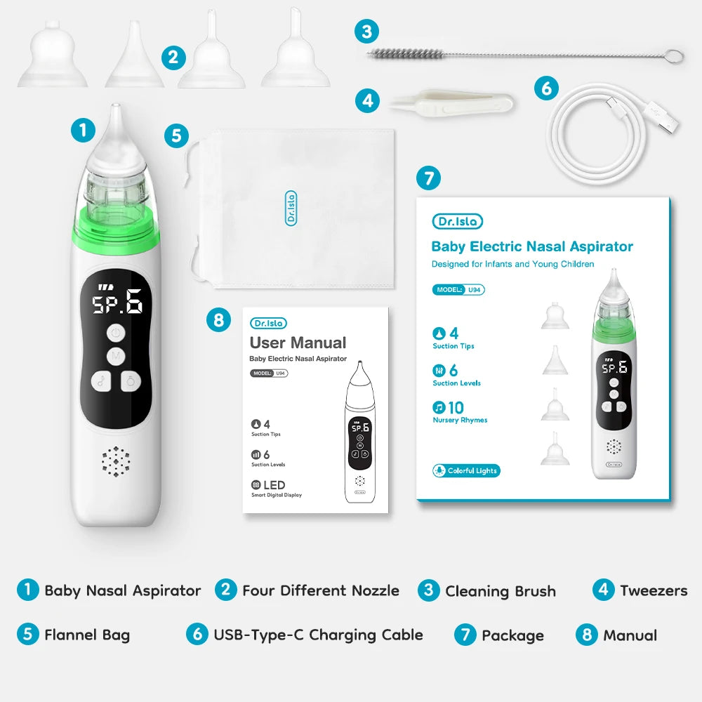 Smart Electric Baby Nasal Aspirator – BPA-Free Nose Cleaner with LCD Display & Soothing Music