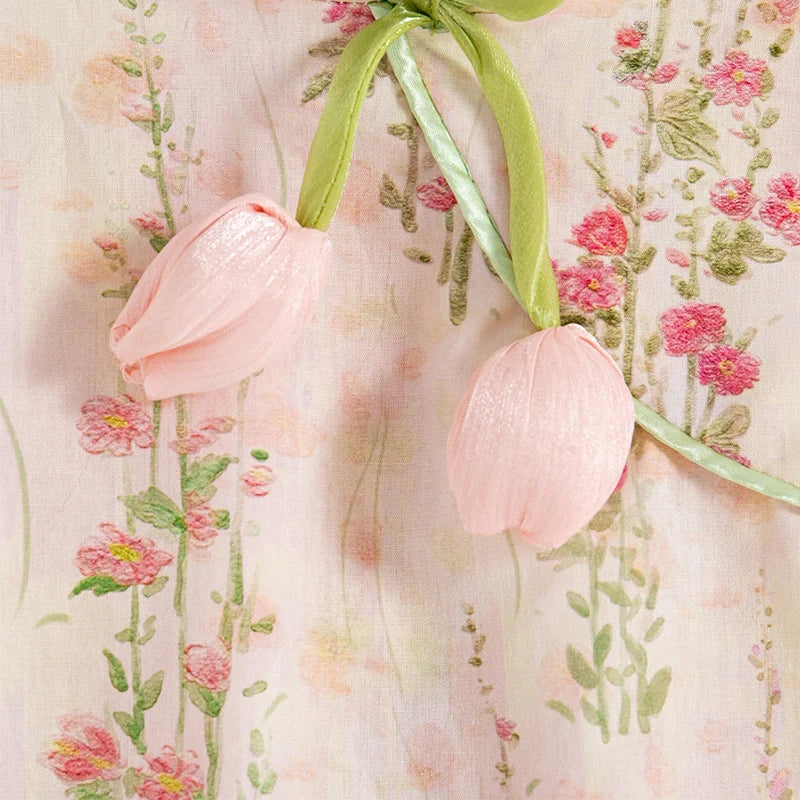 Chinese Style Summer Dress | Floral Pattern and Sleeveless Comfort