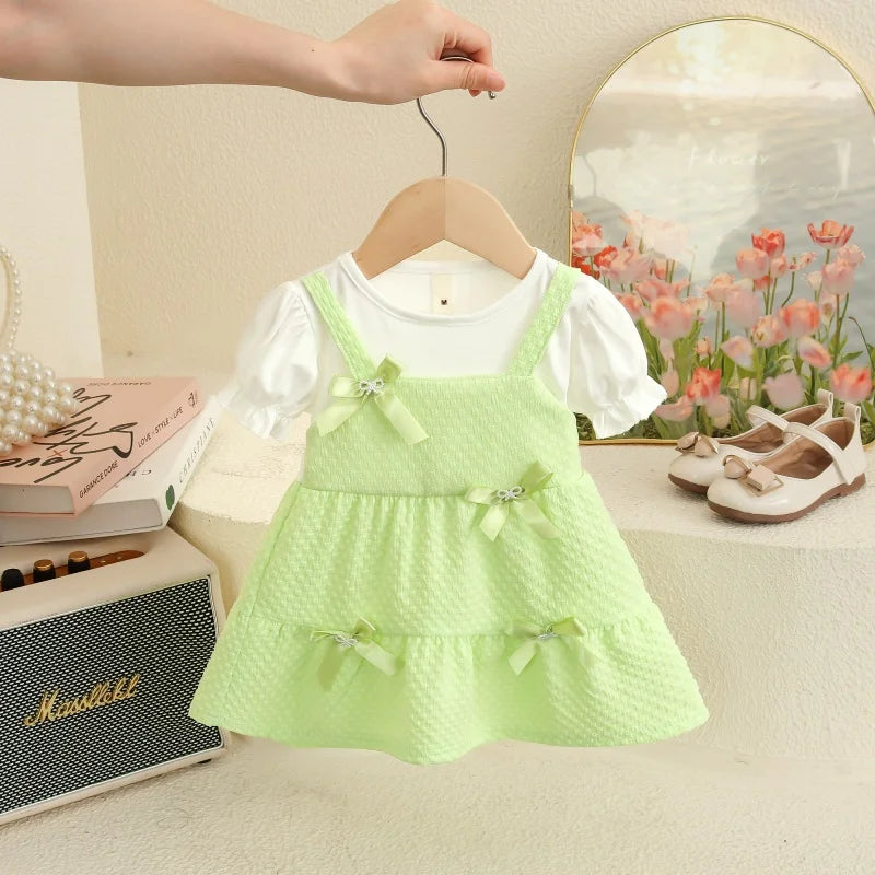 Casual Summer Dress | Solid, Cotton Blend, and Delicate Bow