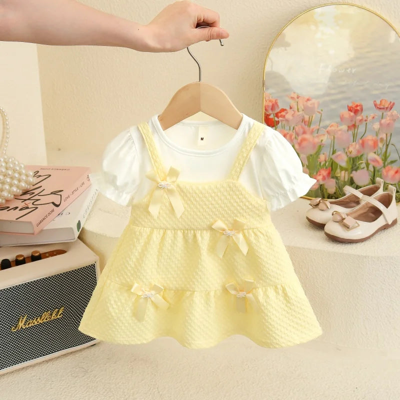 Casual Summer Dress | Solid, Cotton Blend, and Delicate Bow