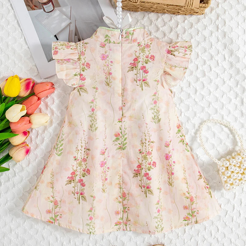 Chinese Style Summer Dress | Floral Pattern and Sleeveless Comfort