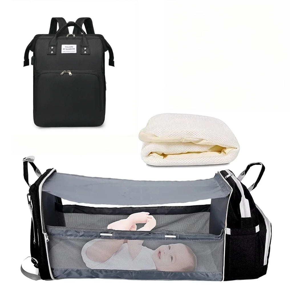 Ultimate 3-in-1 Expandable Travel Nappy Bag | Portable Baby Cot & USB Charging Station