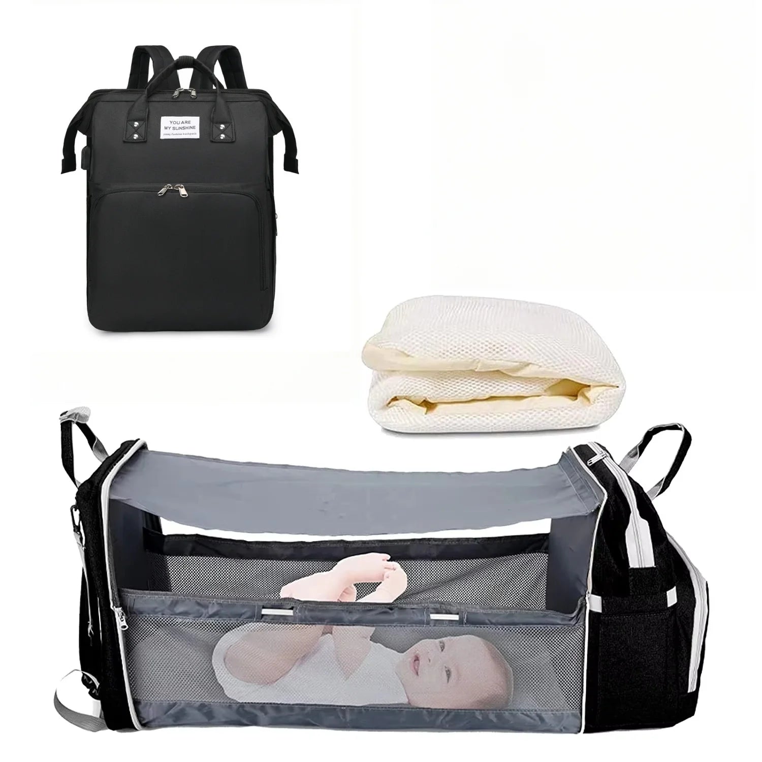 Ultimate 3-in-1 Expandable Travel Nappy Bag | Portable Baby Cot & USB Charging Station
